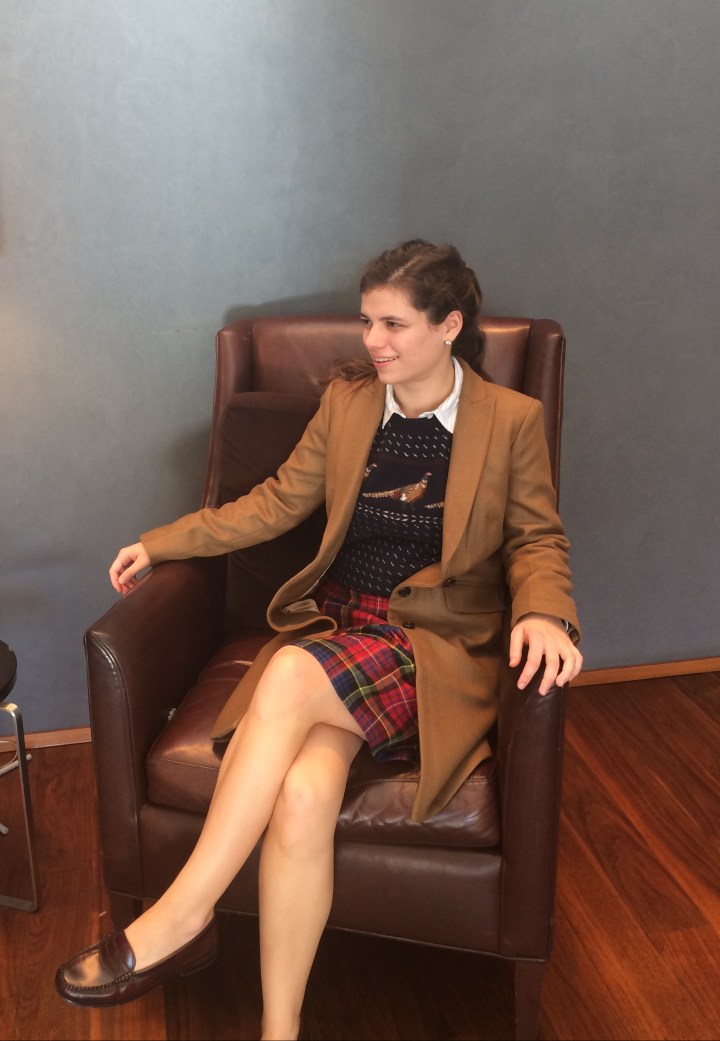 Thanksgiving day outfit in the lobby of the Study Hotel