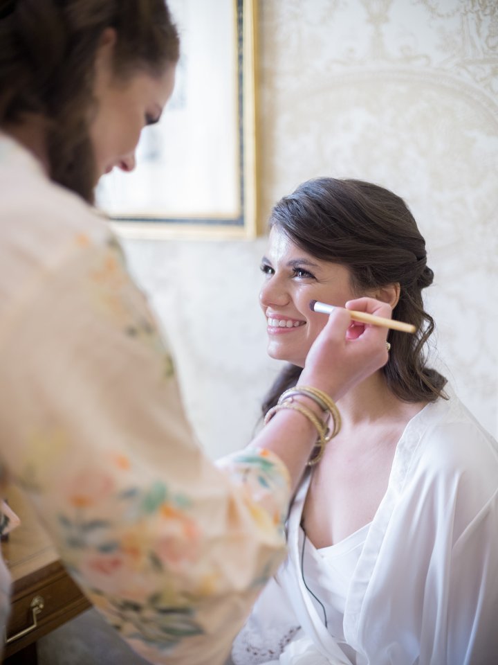 Getting ready for the wedding with my maid of honor