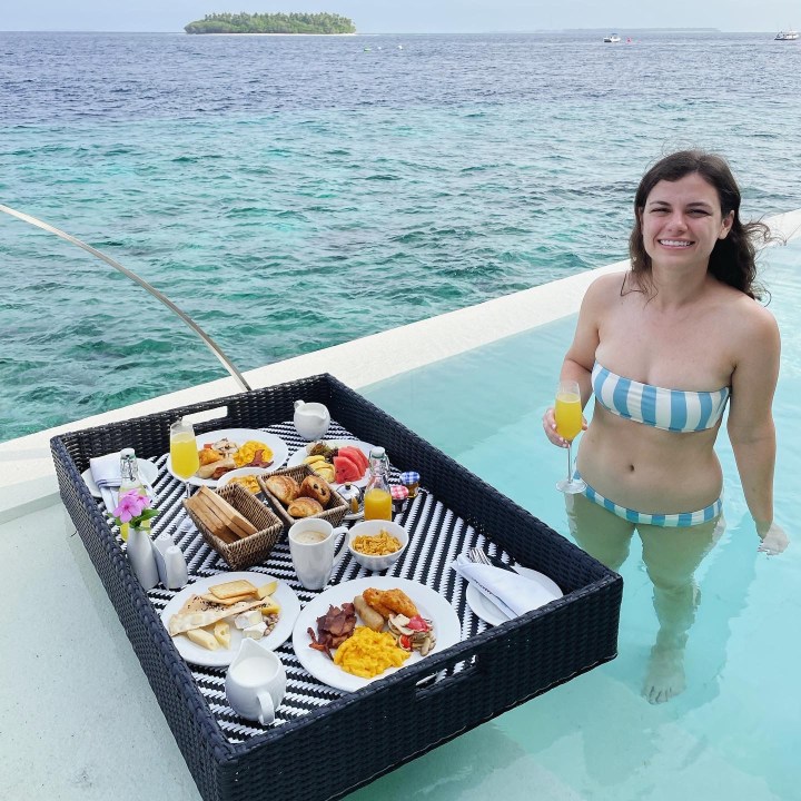 Floating breakfast on our honeymoon